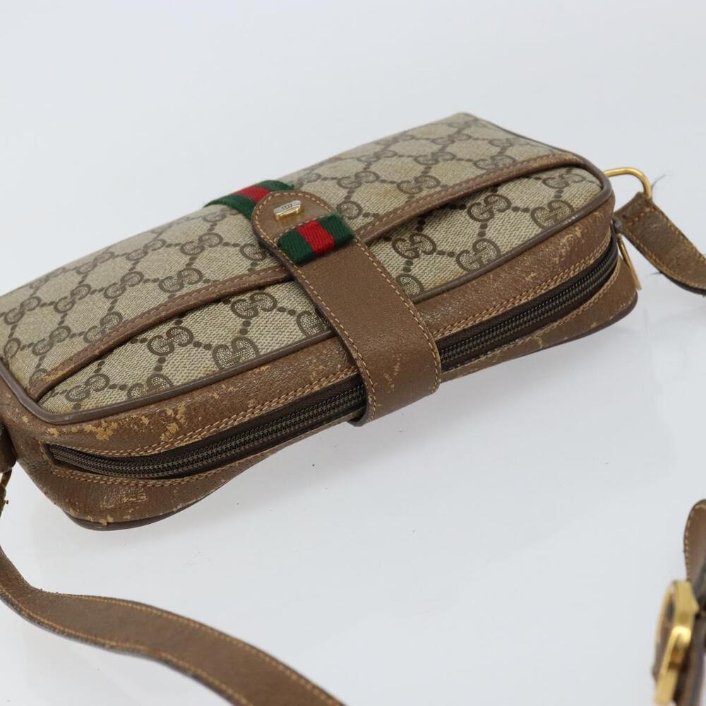 GUCCI GG Supreme Web Sherry Line Bag PVC Beige Gold 116 02 055 Auth 155594 - Picture 6 of 16